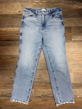 Good American Straight Leg  High Rise Light Wash Organic Cotton Jean Size 12/31